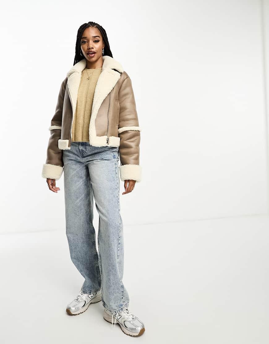 Asos Design Hybrid Denim Borg Jacket ASOS Asos Design Tall Short