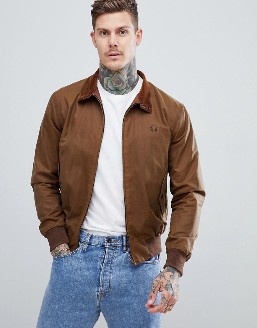 fred perry reissues made in england waxed harrington jacket in tobacco