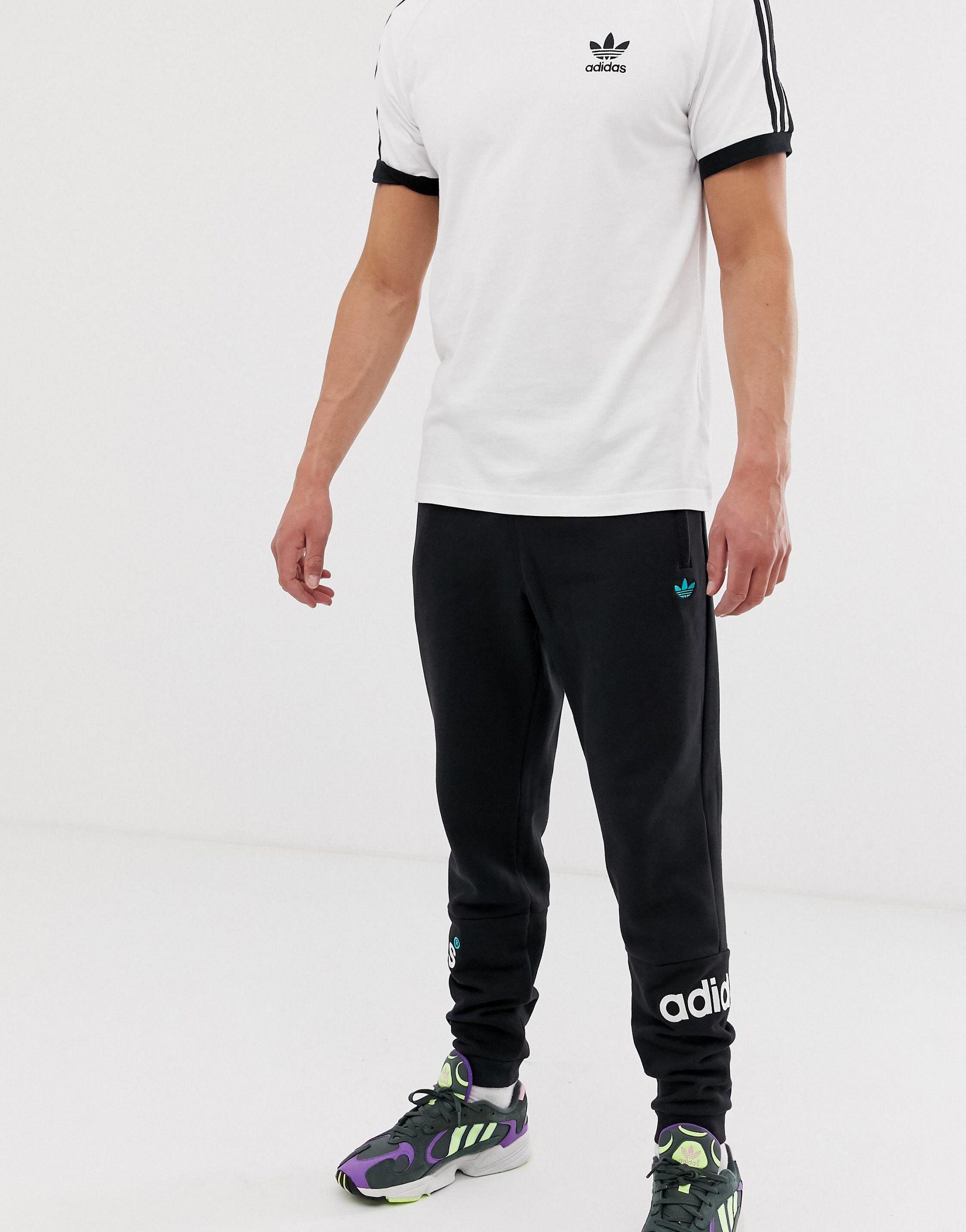 adidas originals joggers with logo embroidery grey