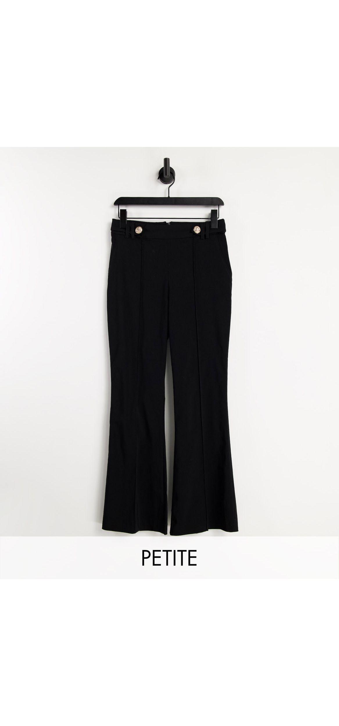Button Tab Tailored Kick Flare Trousers 