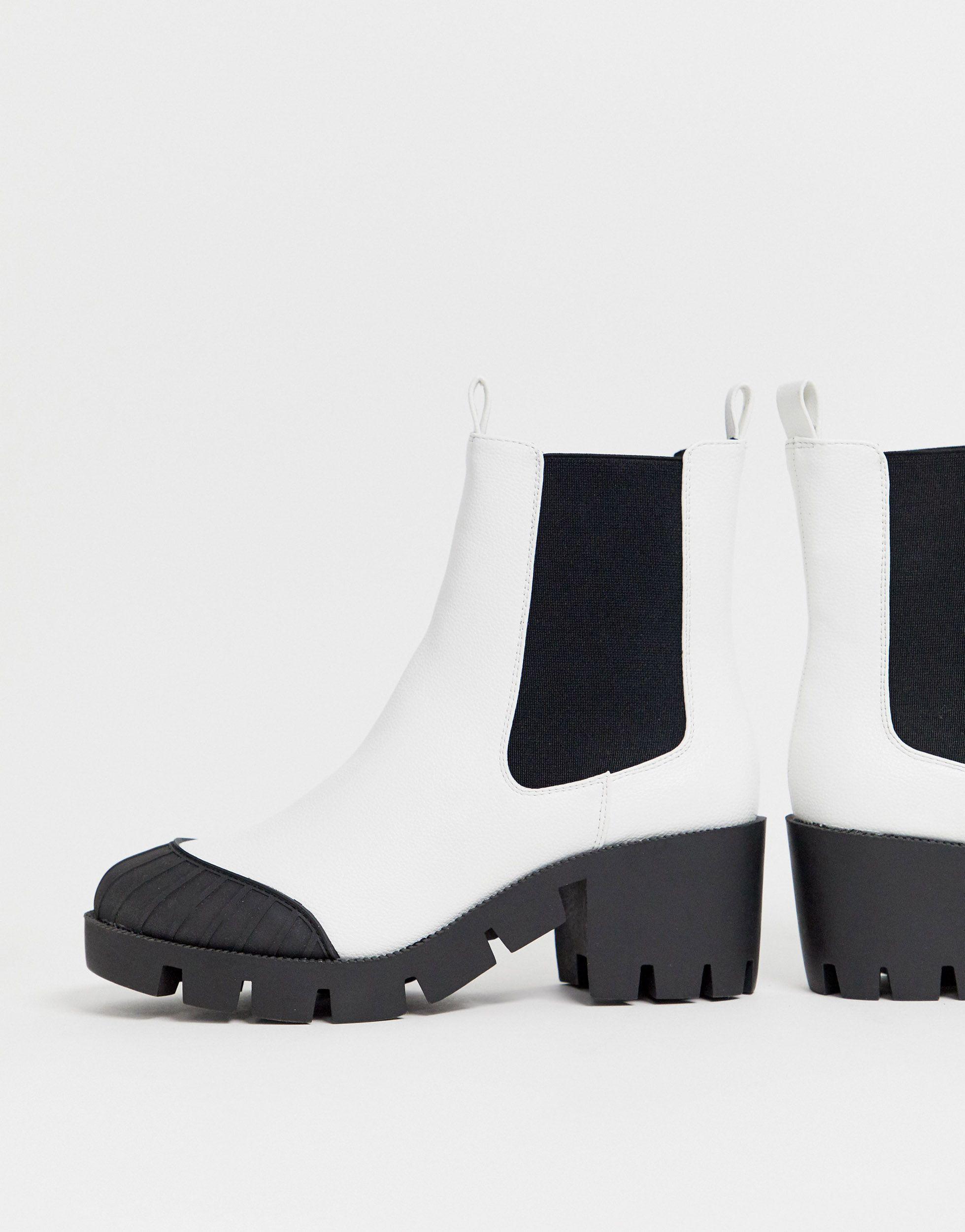 white chunky chelsea boots