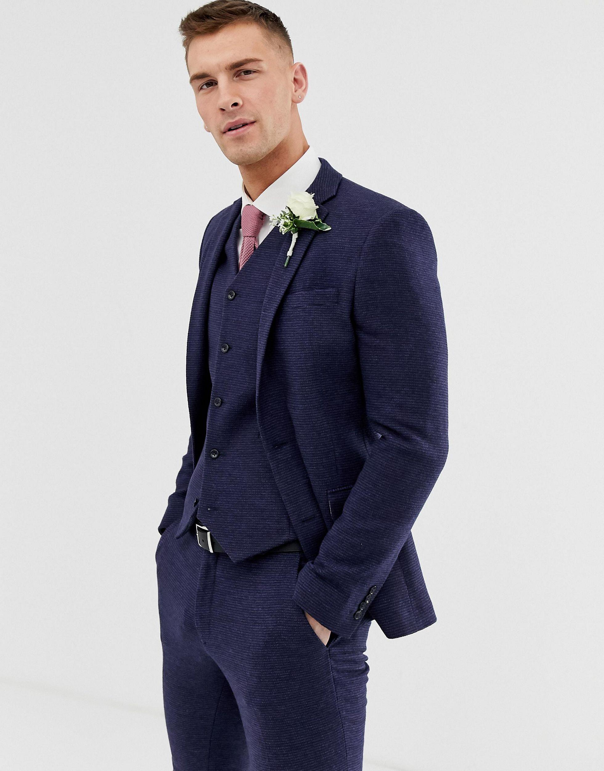 ASOS Denim Wedding Super Skinny Suit Jacket in Blue for