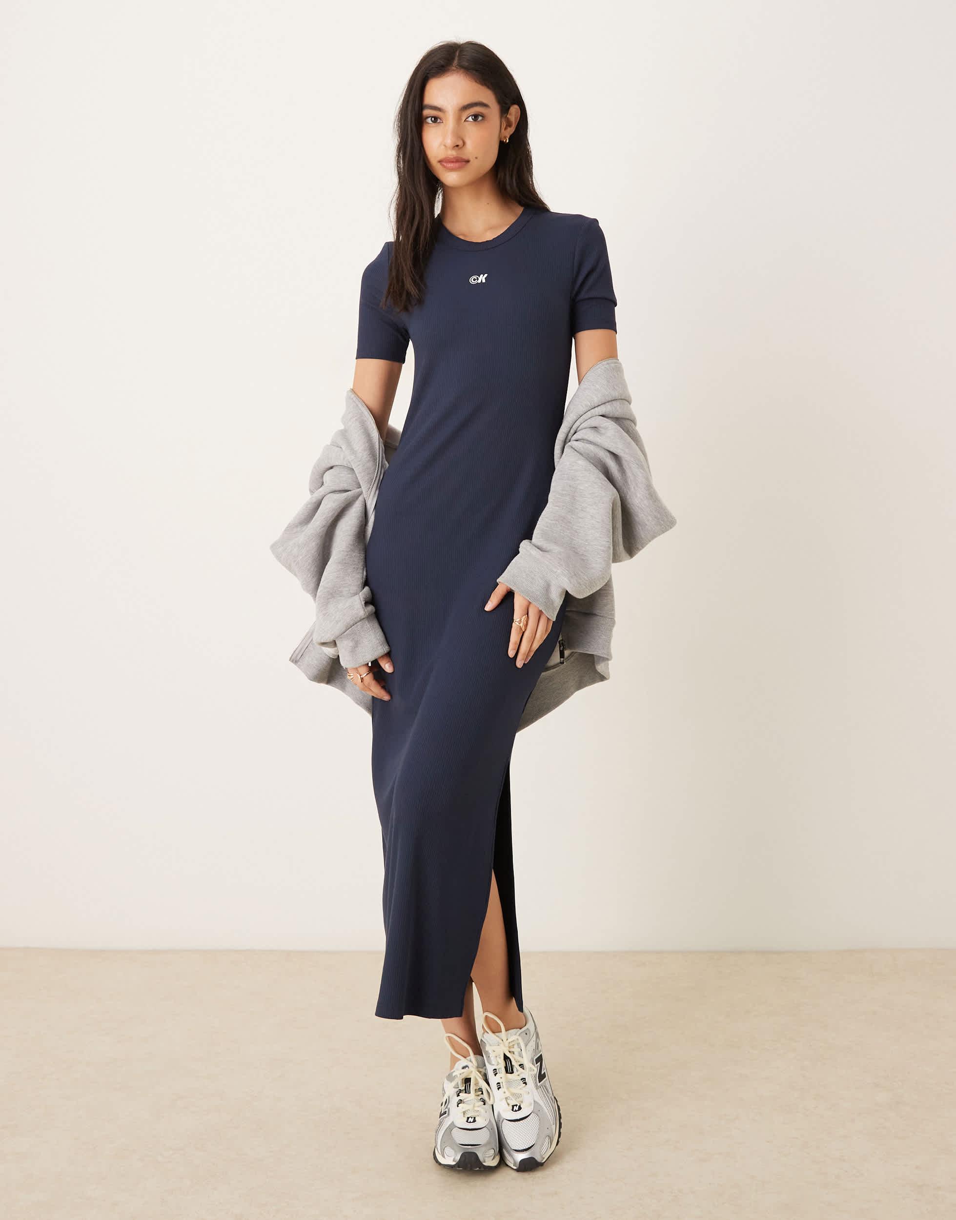 strapless open back dress The Rib-Knit Cap-Sleeve Midi Dress main image 0