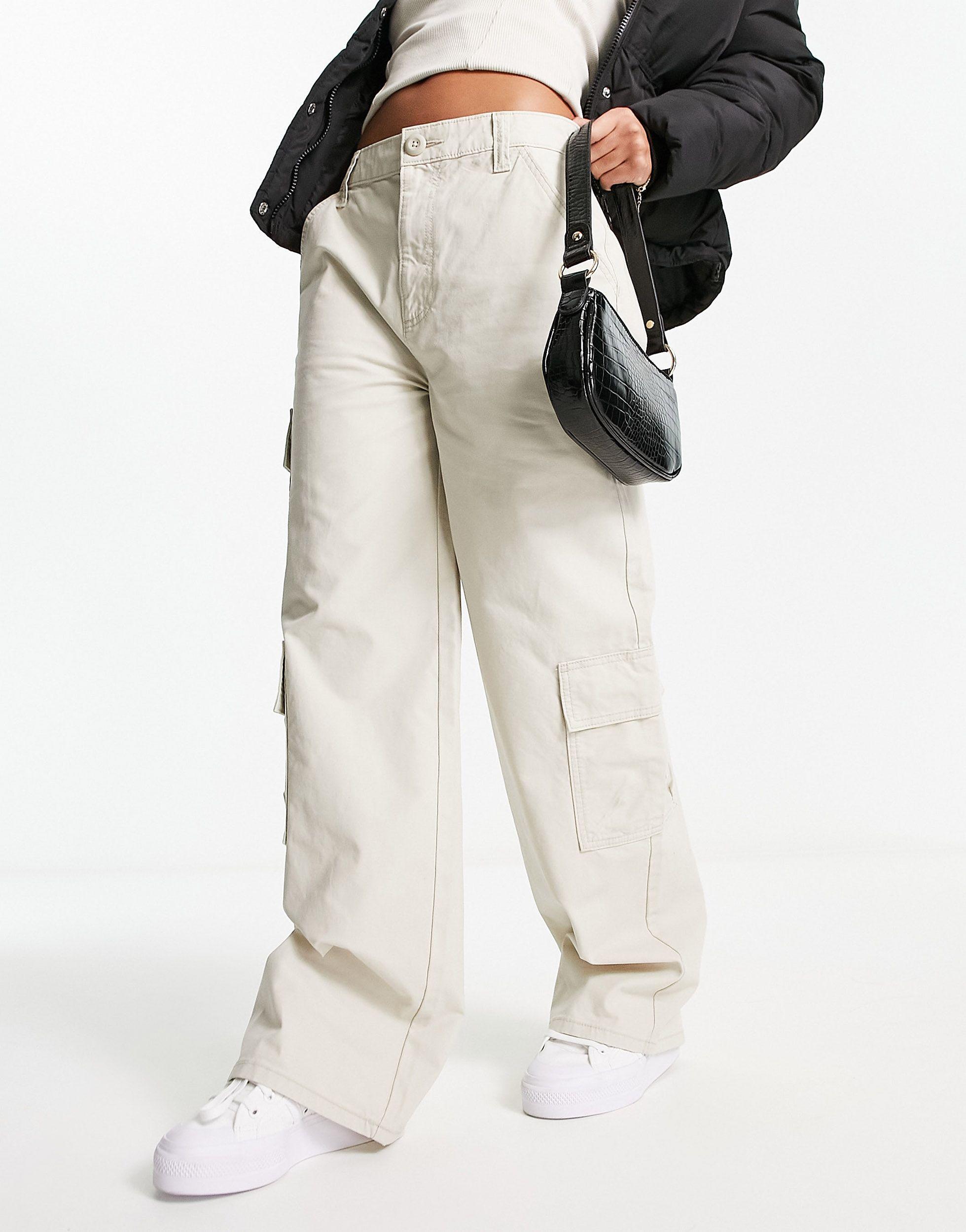 ASOS Oversized Cargo Pants With Multi Pocket in Natural | Lyst