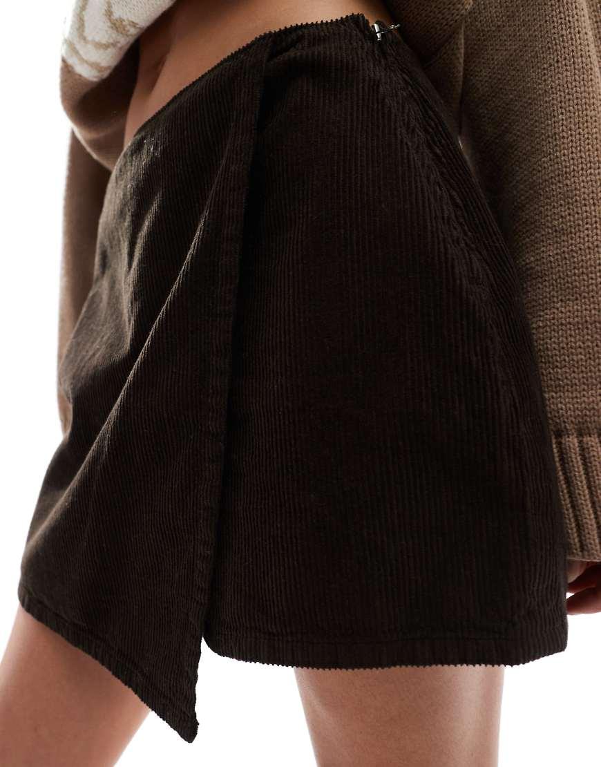 Miss Selfridge Chocolate Wrap Detail Cord Skort in Brown Lyst UK
