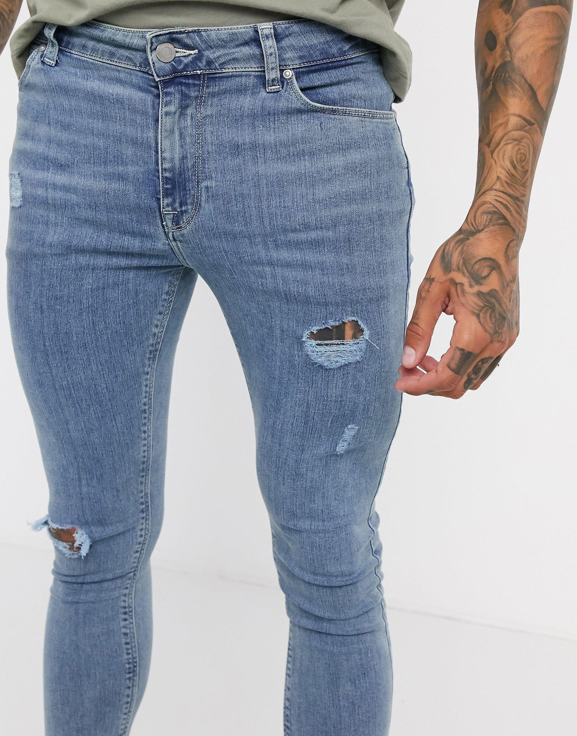 ASOS Denim Spray On Jeans in Blue for Men Lyst
