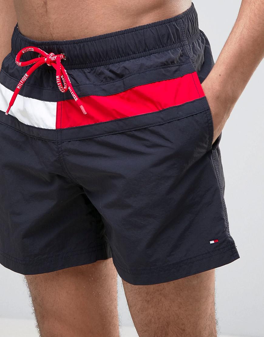 tommy hilfiger solid flag swim shorts