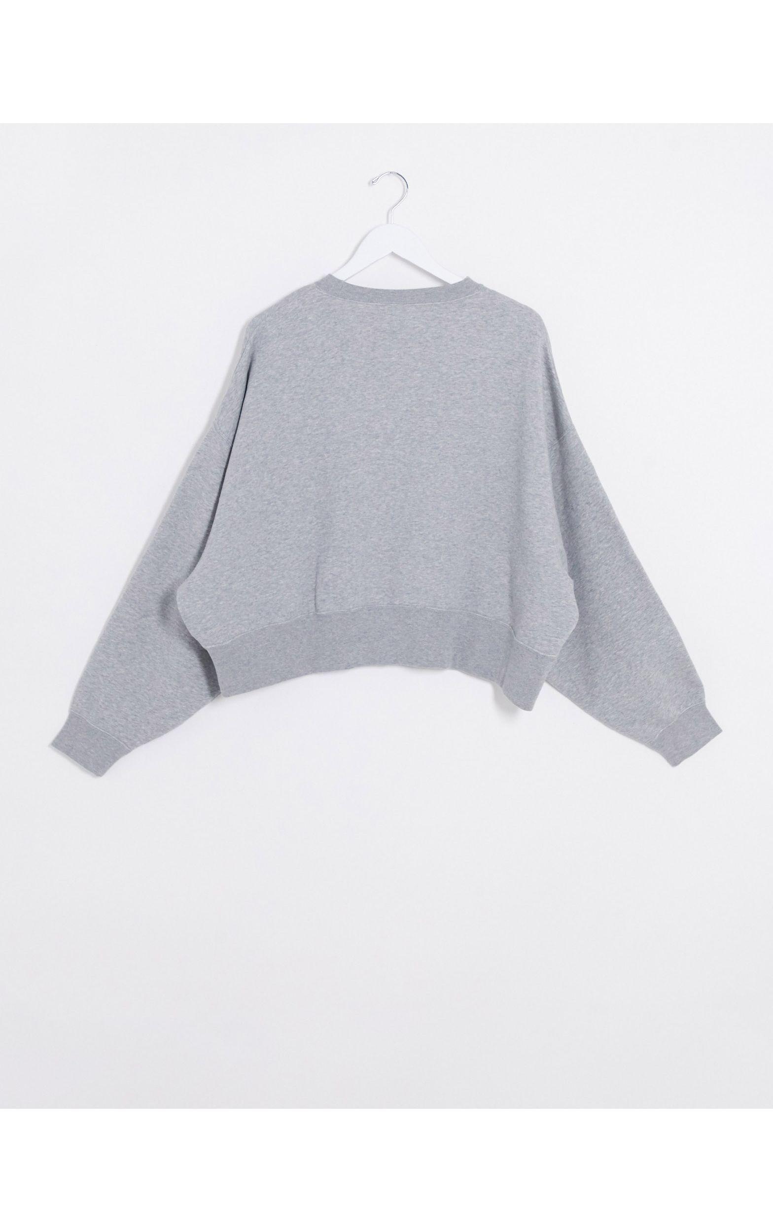 nike mini swoosh oversized cropped grey sweatshirt