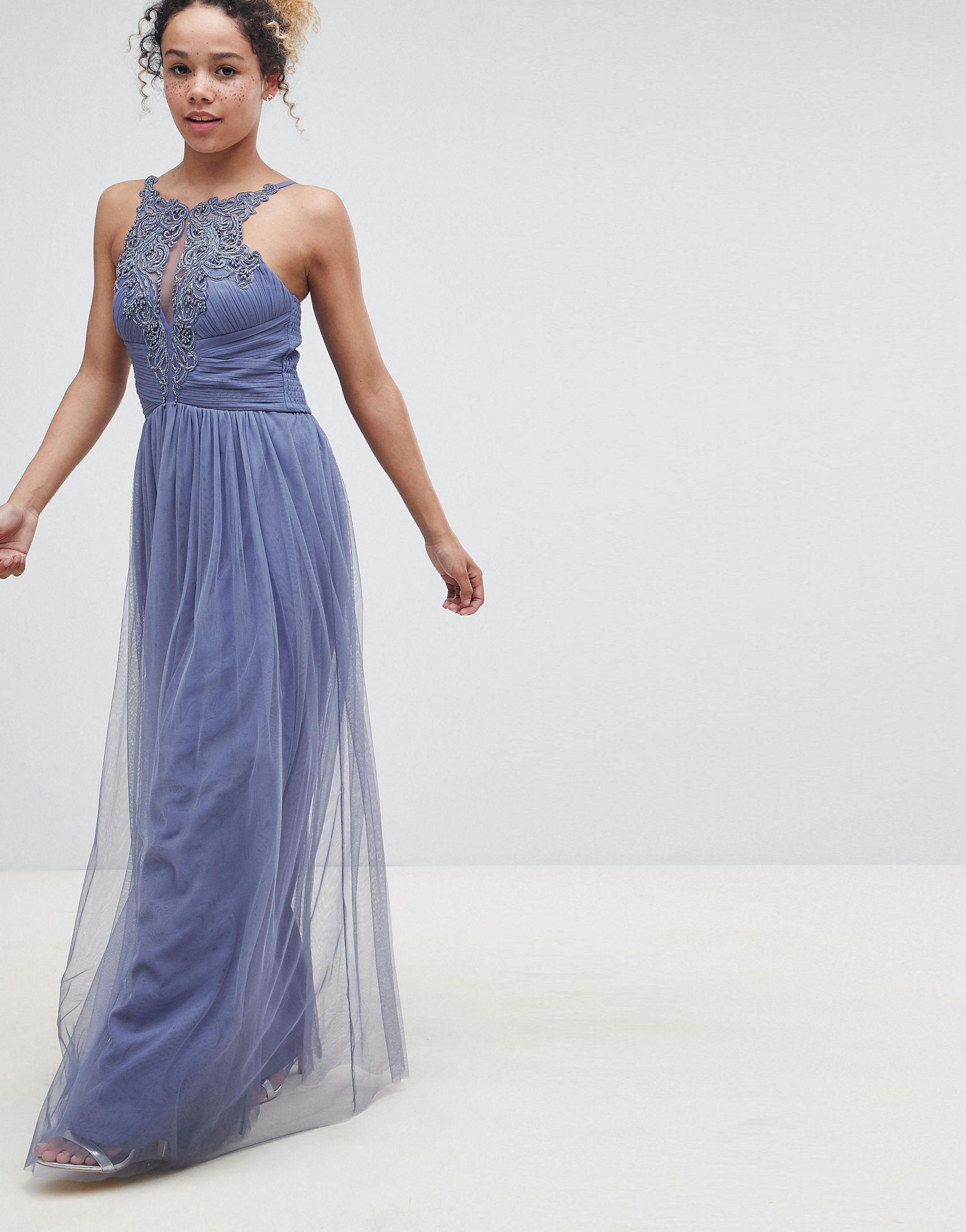 little mistress floral applique maxi dress