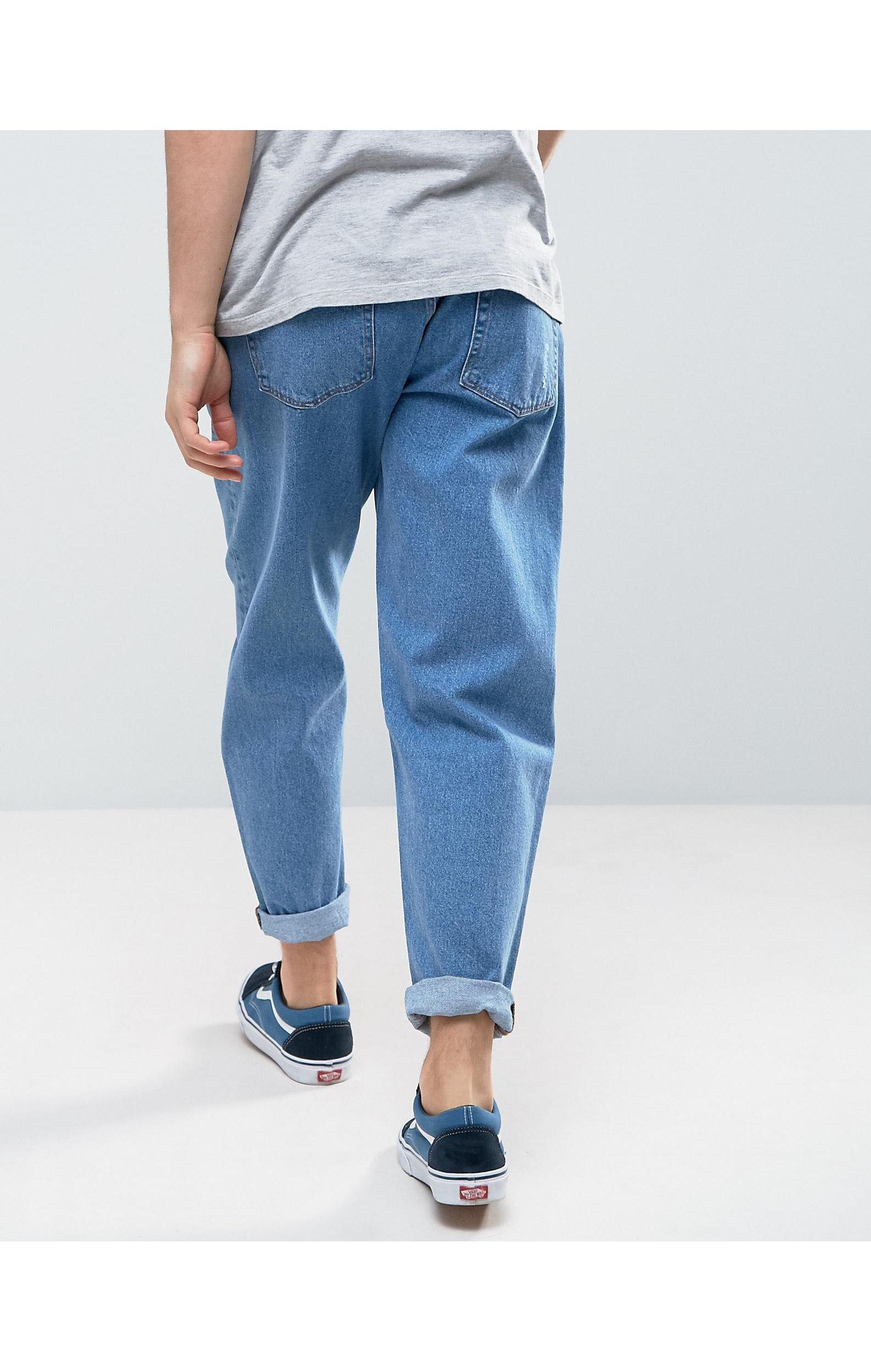 ASOS Asos Oversized Tapered Jeans In Vintage Mid Wash Blue for Men | Lyst