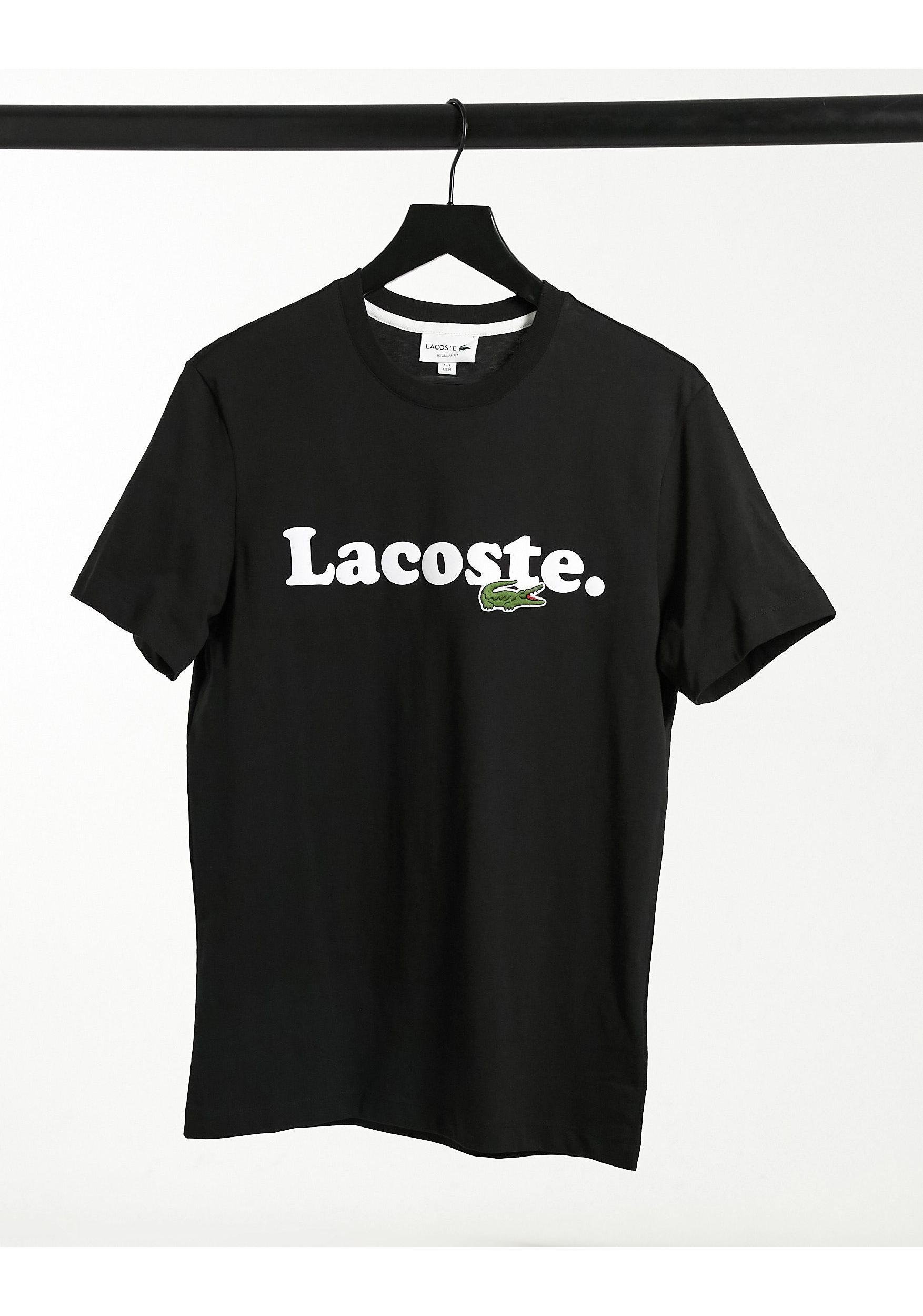 Lacoste T-shirt With Large Chest Logo And Croc in Black for Men | Lyst