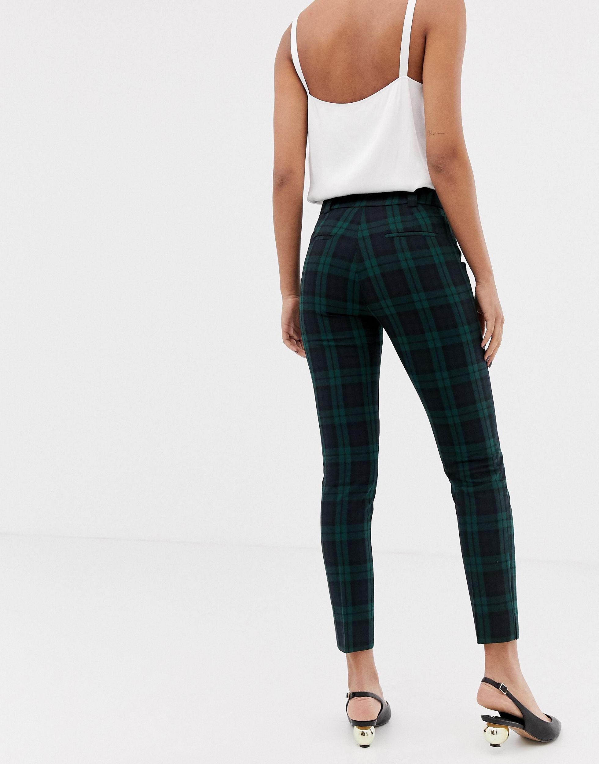 Mango Blue And Green Plaid Pants Two-piece