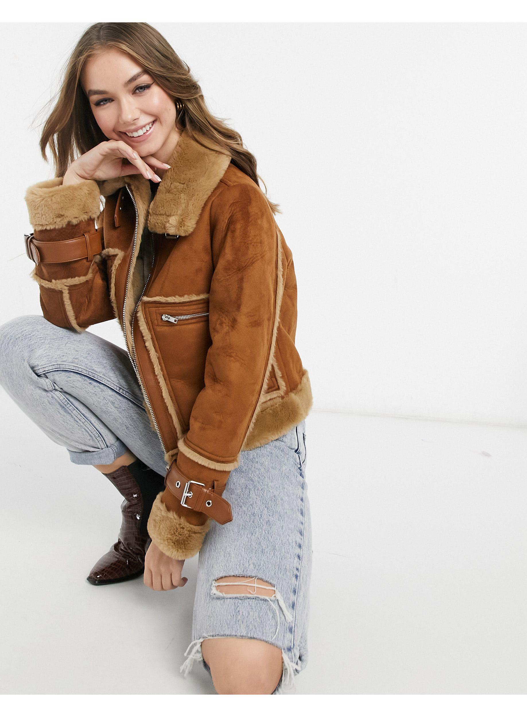 suede aviator jacket womens