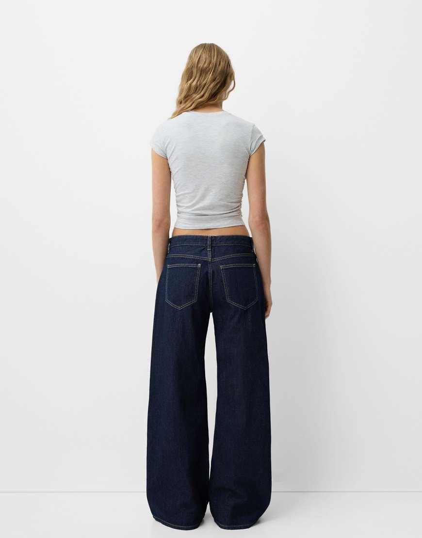 Bershka Clean Wide Leg Jeans in Blue Lyst UK