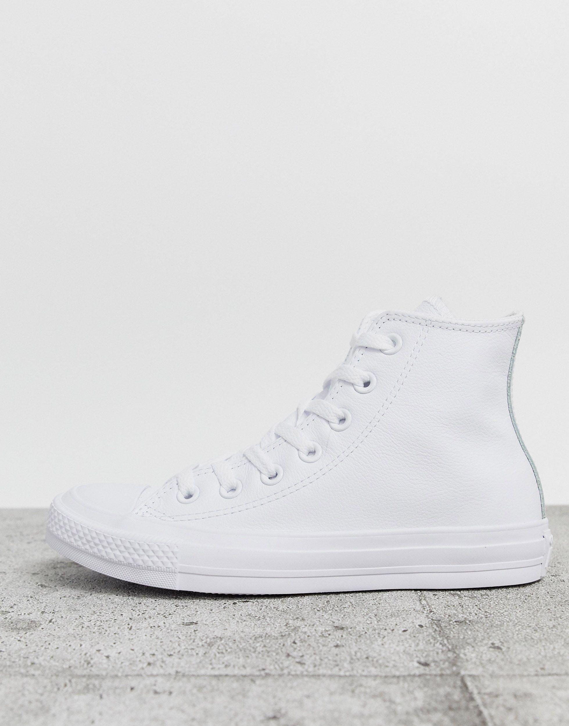 Converse Chuck Taylor Hi Leather White Monochrome Trainers | Lyst تيتانك