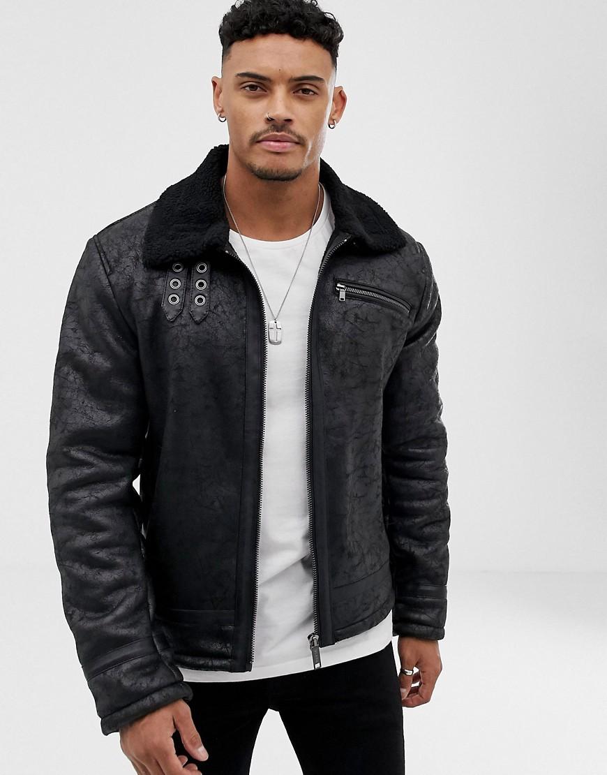 borg collar aviator jacket