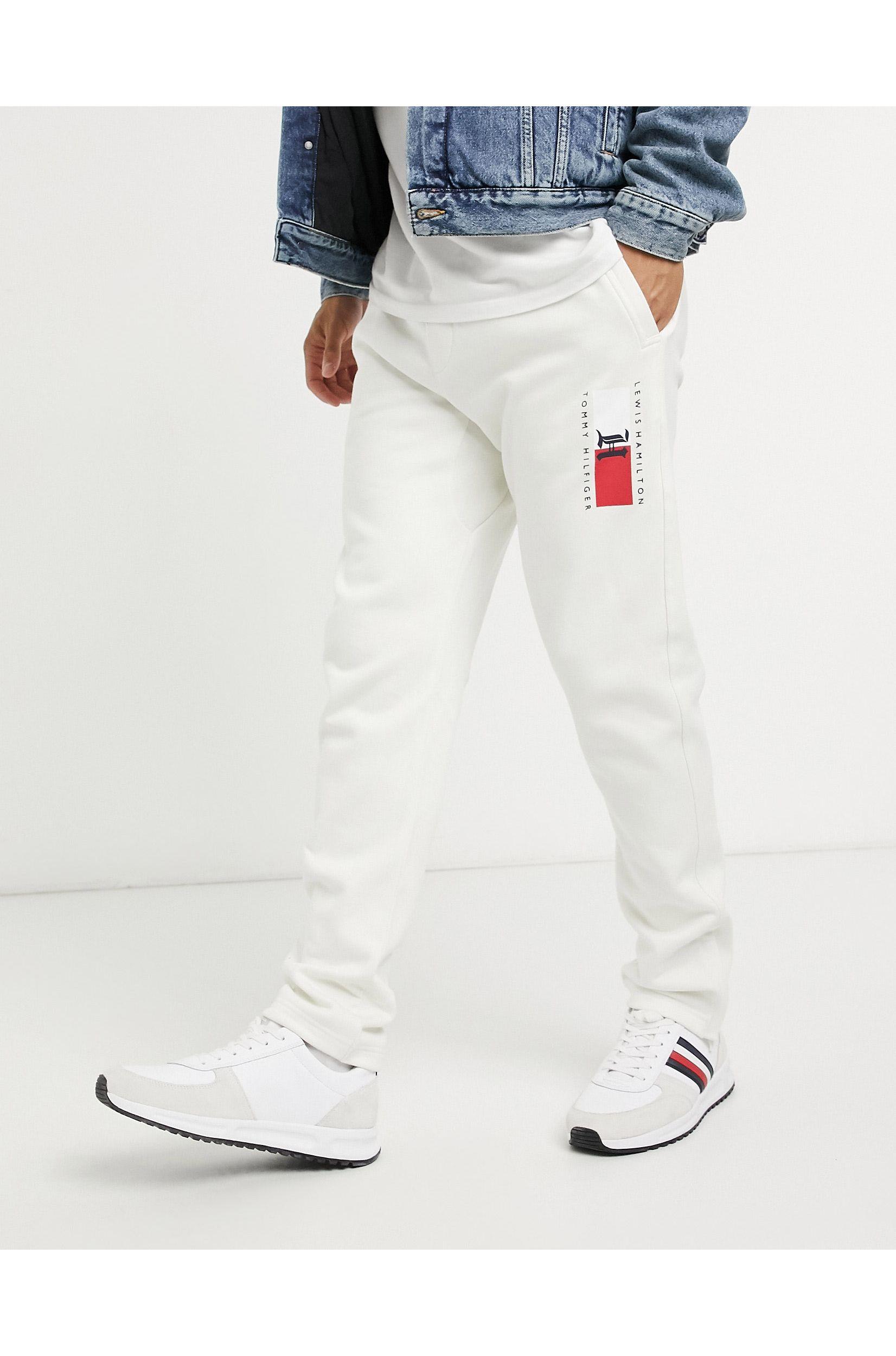 Tommy Hilfiger X Lewis Hamilton Logo Fleece Trackies in White for Men |  Lyst Canada