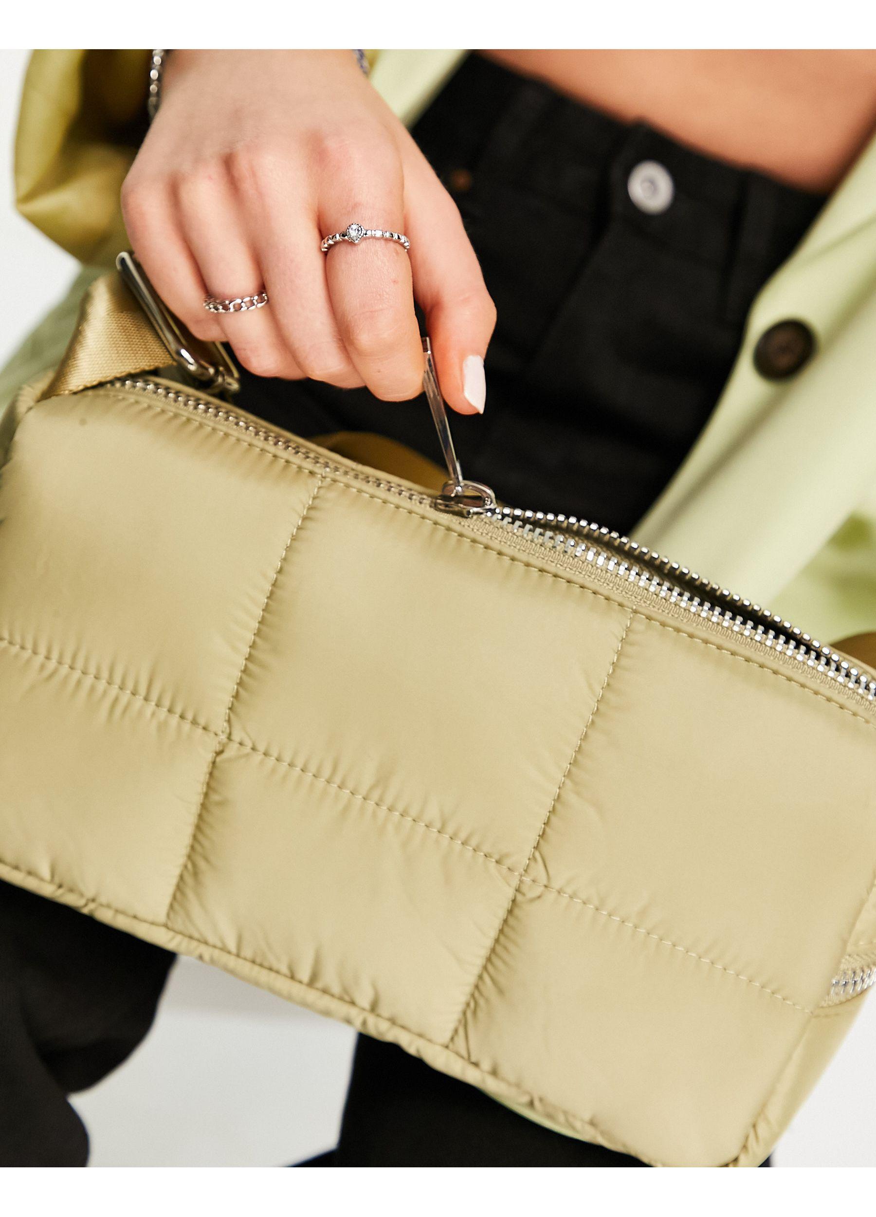 TOPSHOP Sustainable Quilted Shoulder Bag in Green | Lyst