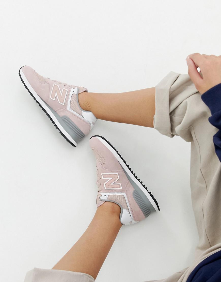 new balance 574 pink suede trainers