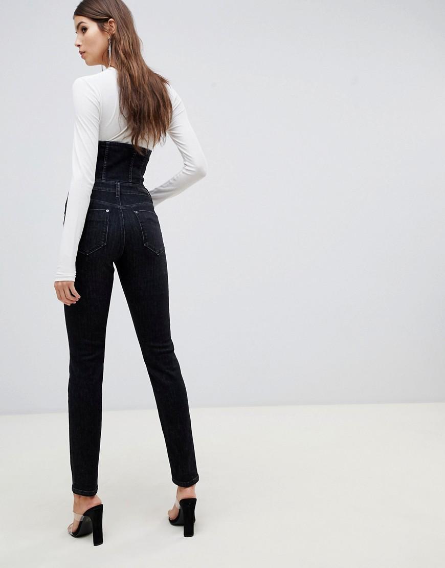 Miss Sixty Highwaisted Corset Detail Skinny Jean in Black