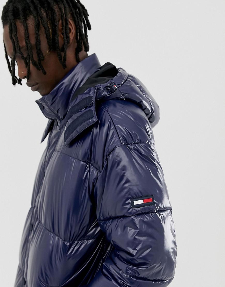 Piumino lucido blu navyTommy Hilfiger in Denim da Uomo colore Blu | Lyst