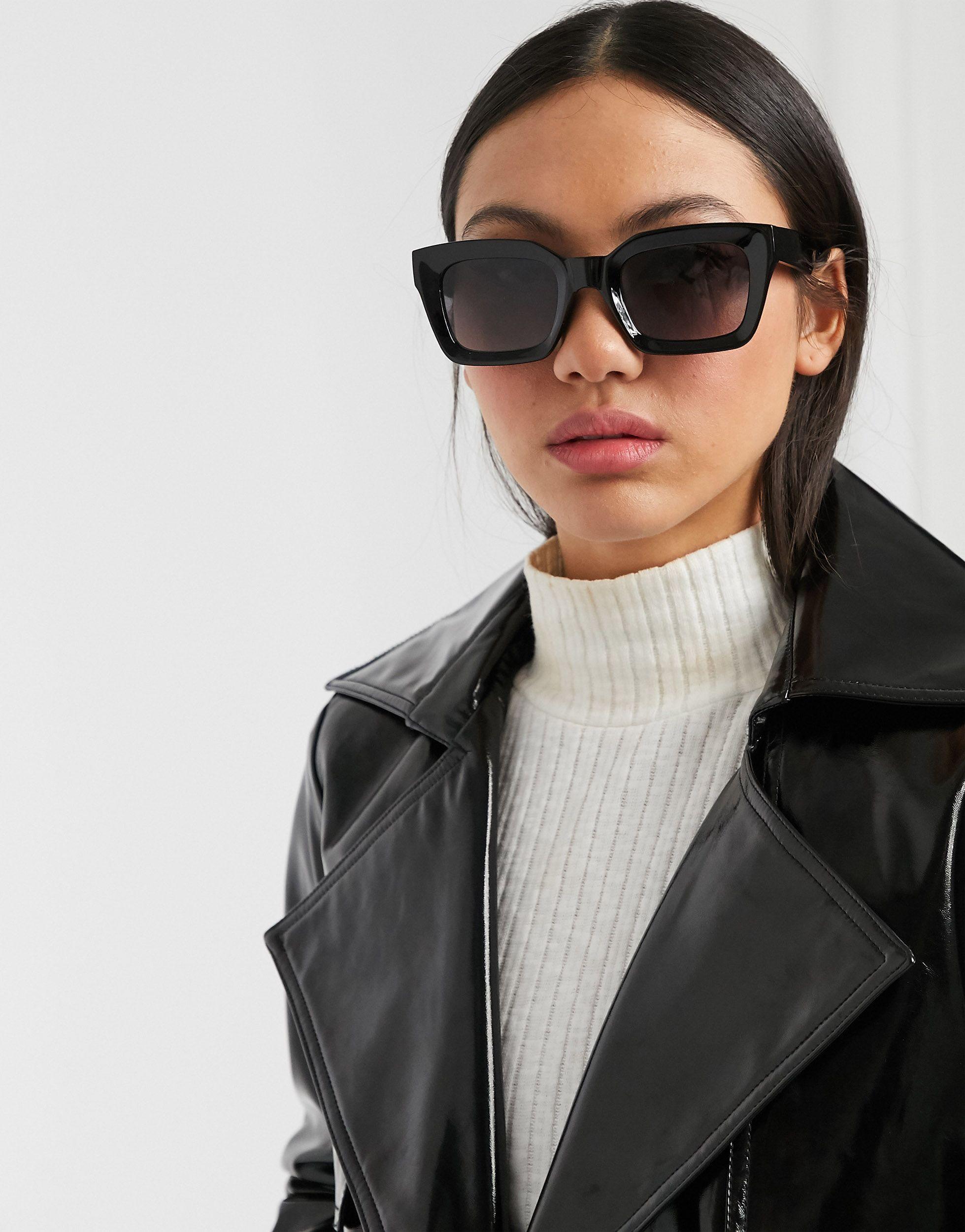 vrijwilliger Verlammen club ASOS Square Bevel Sunglasses in Black | Lyst