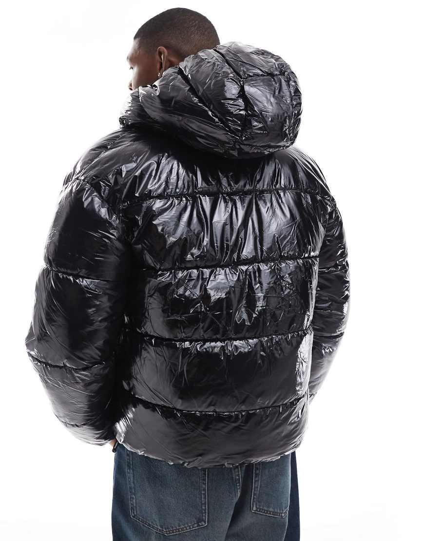 Piumino Uomo Bomber Lucido Uomo Piumino Lucido Piumino Nero