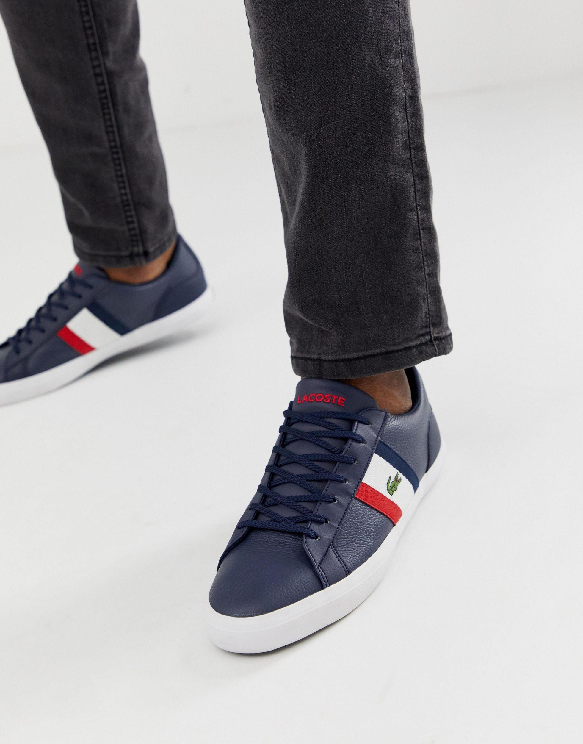 Lacoste Lerond Sneakers With Side Stripe in Blue for Men Lyst