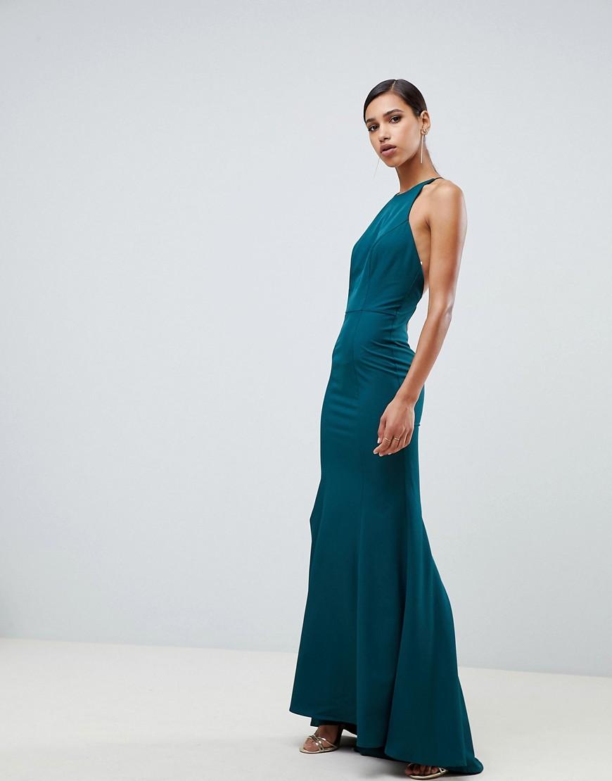 green fishtail maxi dress