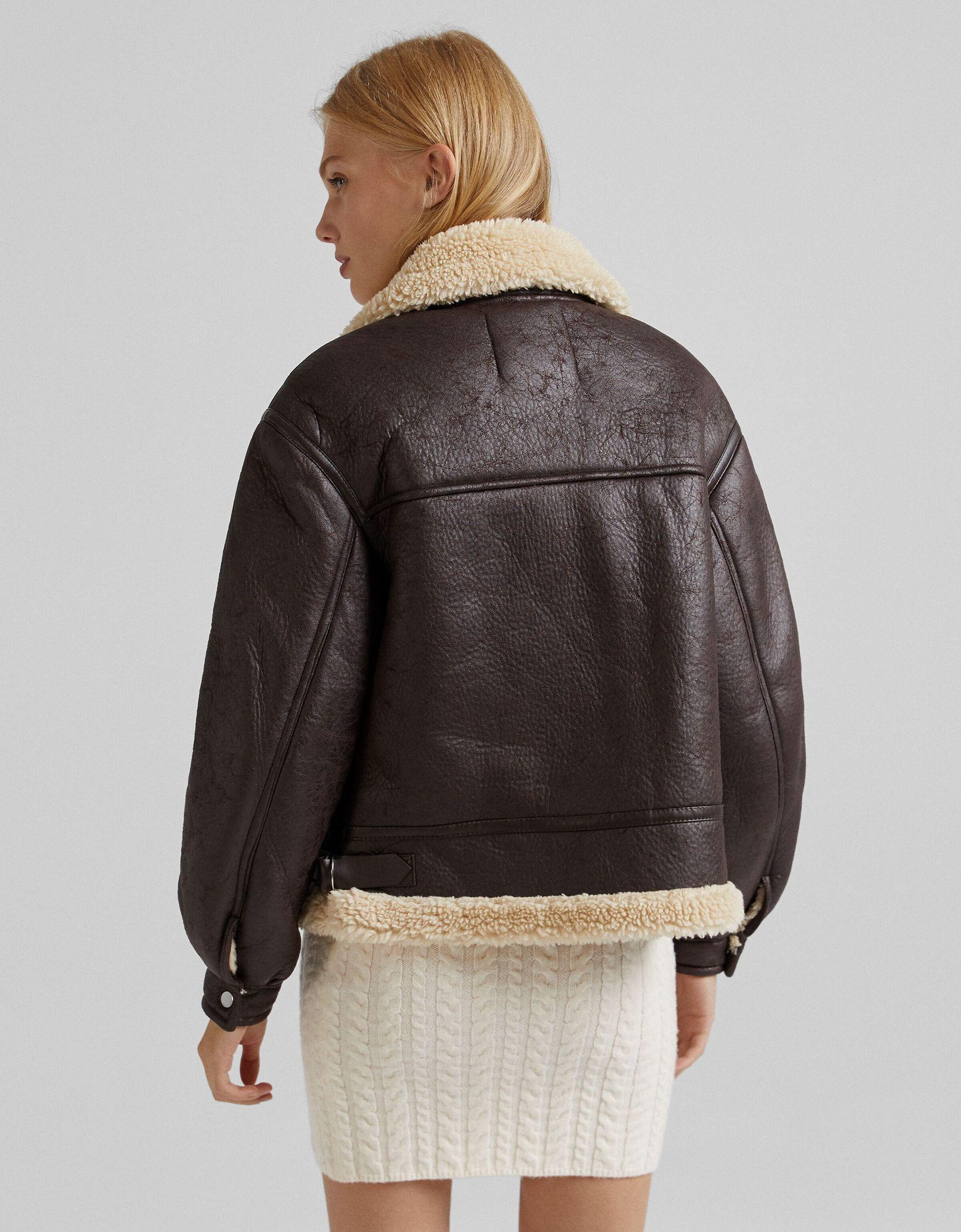 conversie Traditie Speeltoestellen Bershka Aviator Jacket in Brown | Lyst