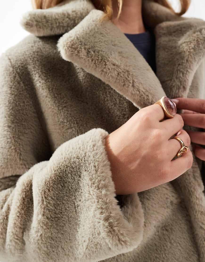 Brave Soul Cropped Faux Fur Coat in Blue Lyst UK