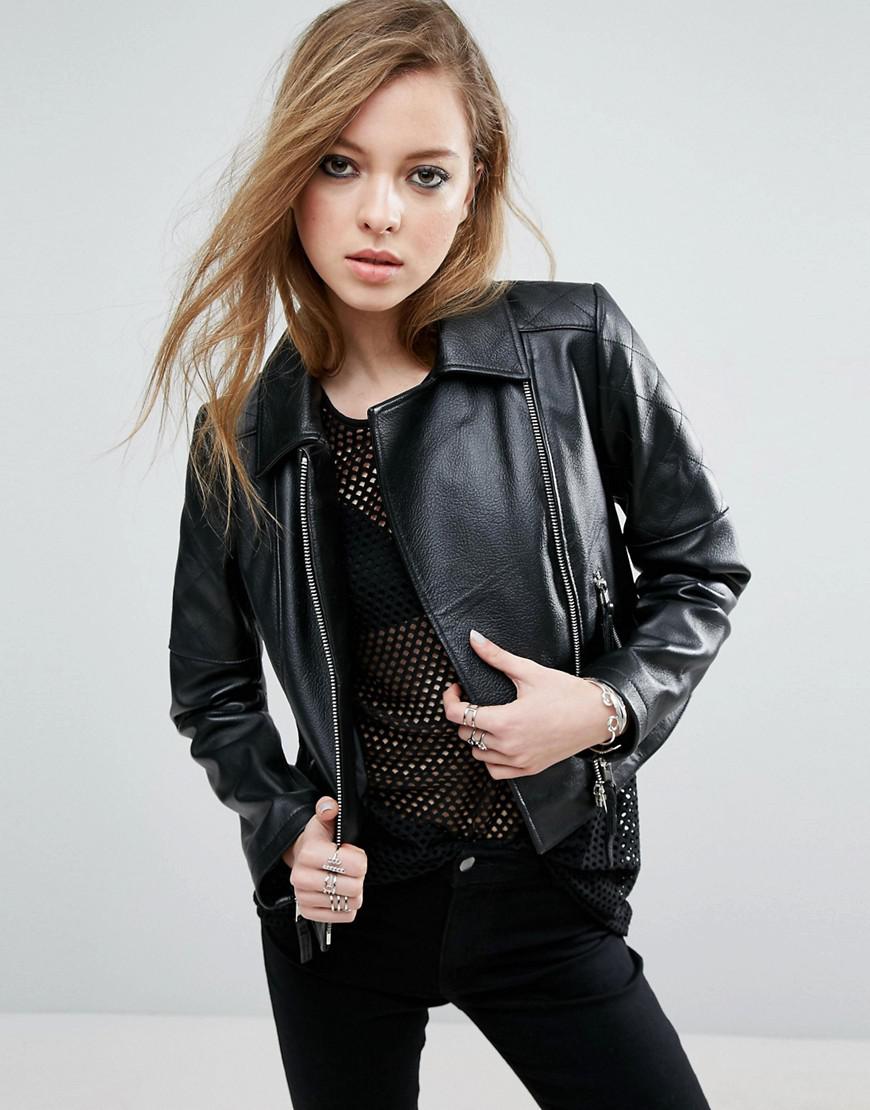 Lyst - Asos Ultimate Leather Biker Jacket With Diamond Quilting And ...