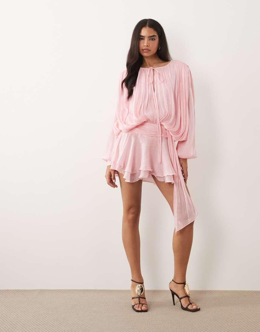 lioness pink long sleeve dress LIONESS Soho Mini Dress in Pink in Bubblegum