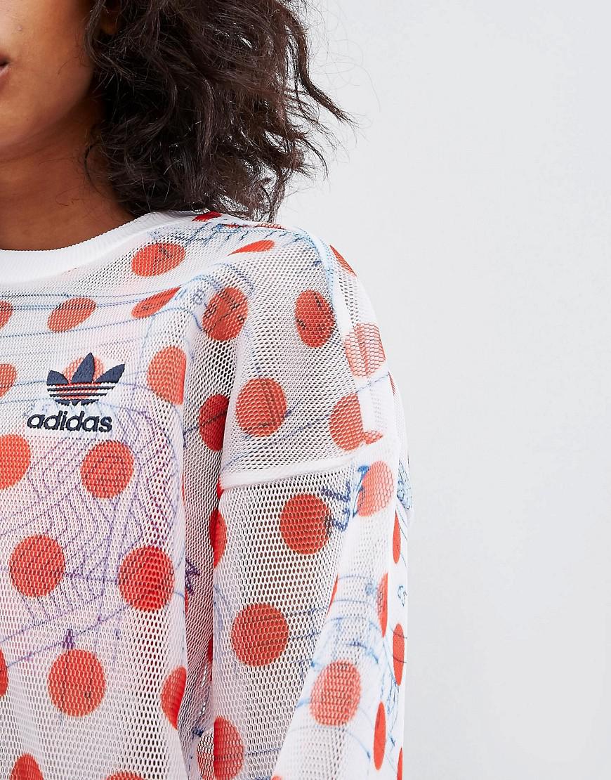 adidas Originals Osaka Mesh Panel Sweatshirt in Red | Lyst