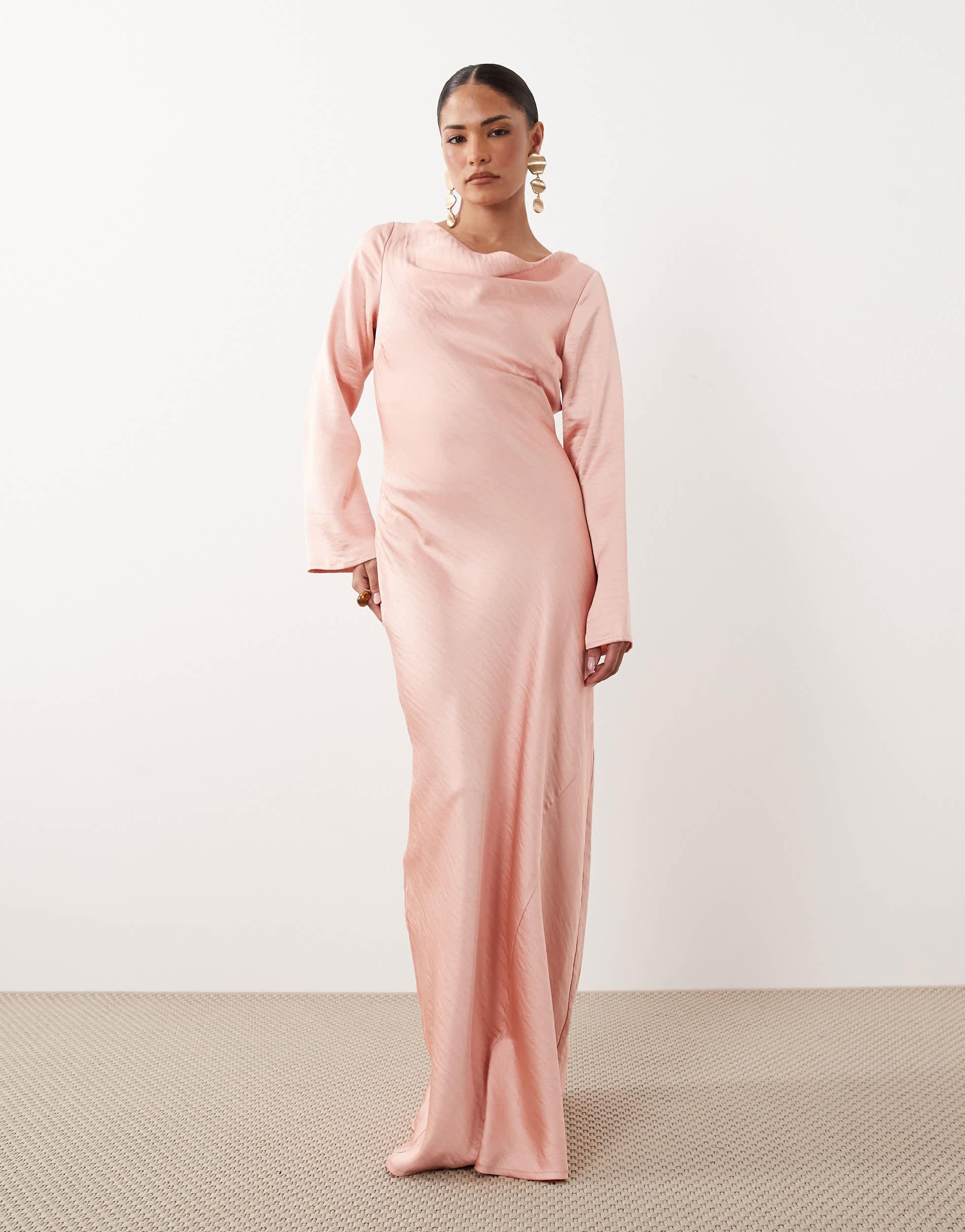 zara long sleeve satin dress Zara Pink Satin High Neck Midi Dress With Jewel Buttons Size S Small l –  Afashionistastore