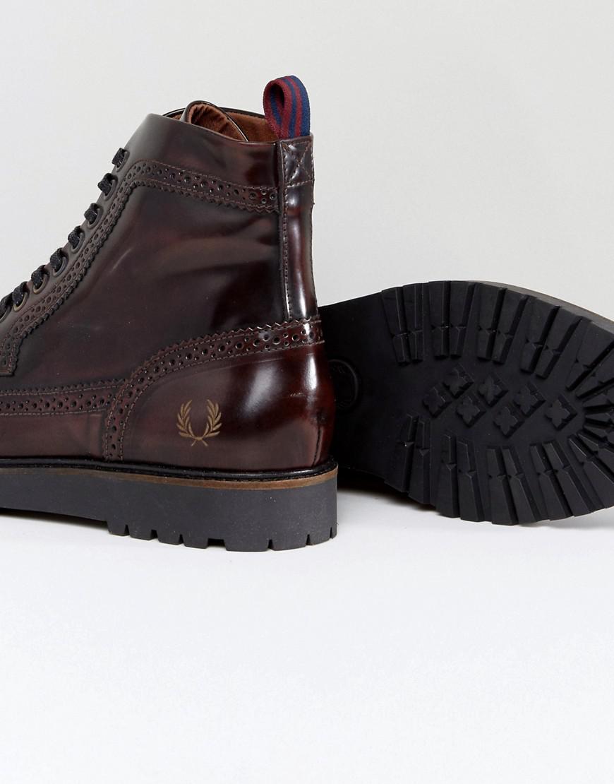 Fred Perry X George Cox Creeper Mid Leather Boots In Red for Men | Lyst