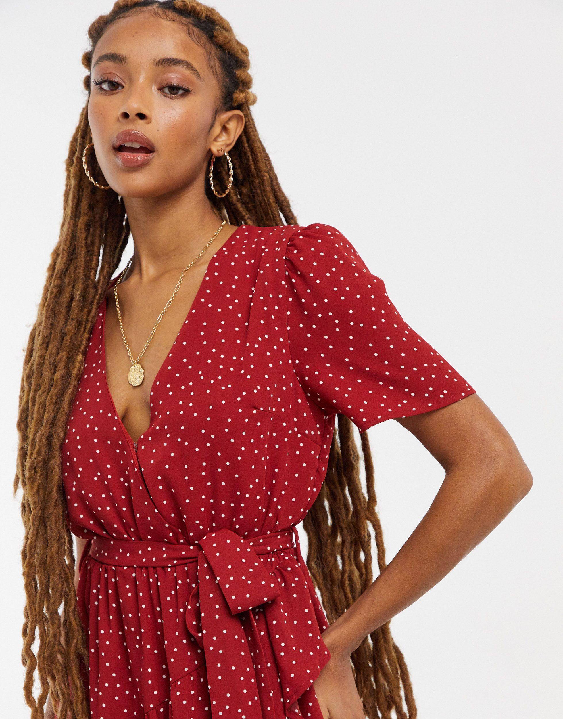 In The Style Synthetic X Jac Jossa Mini Wrap Dress in Red | Lyst
