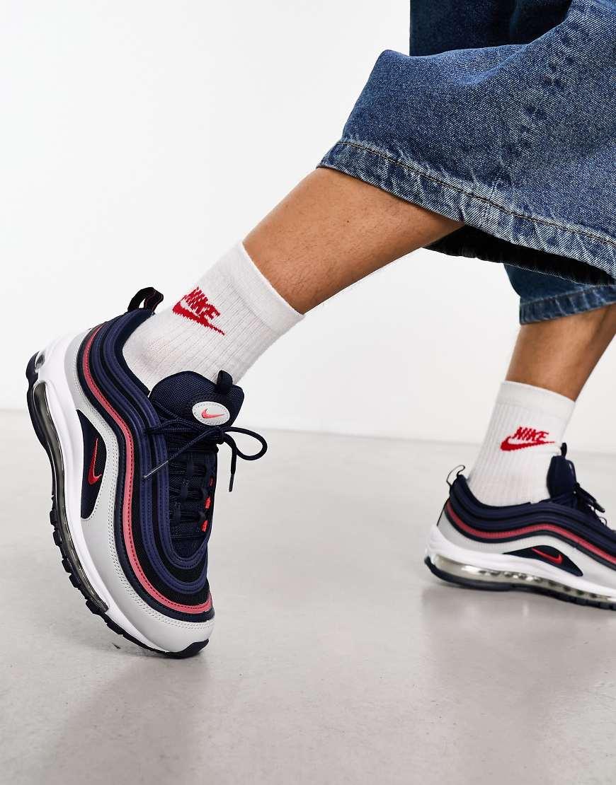Nike Trainers Air Max 97 White And Navy Blue Nike Air Max 97