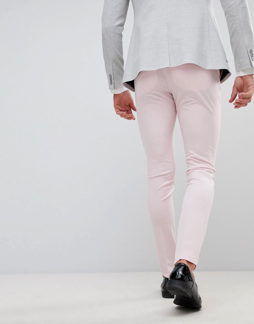 ASOS Wedding Super Skinny Smart Trousers In Pale Pink for Men - Lyst