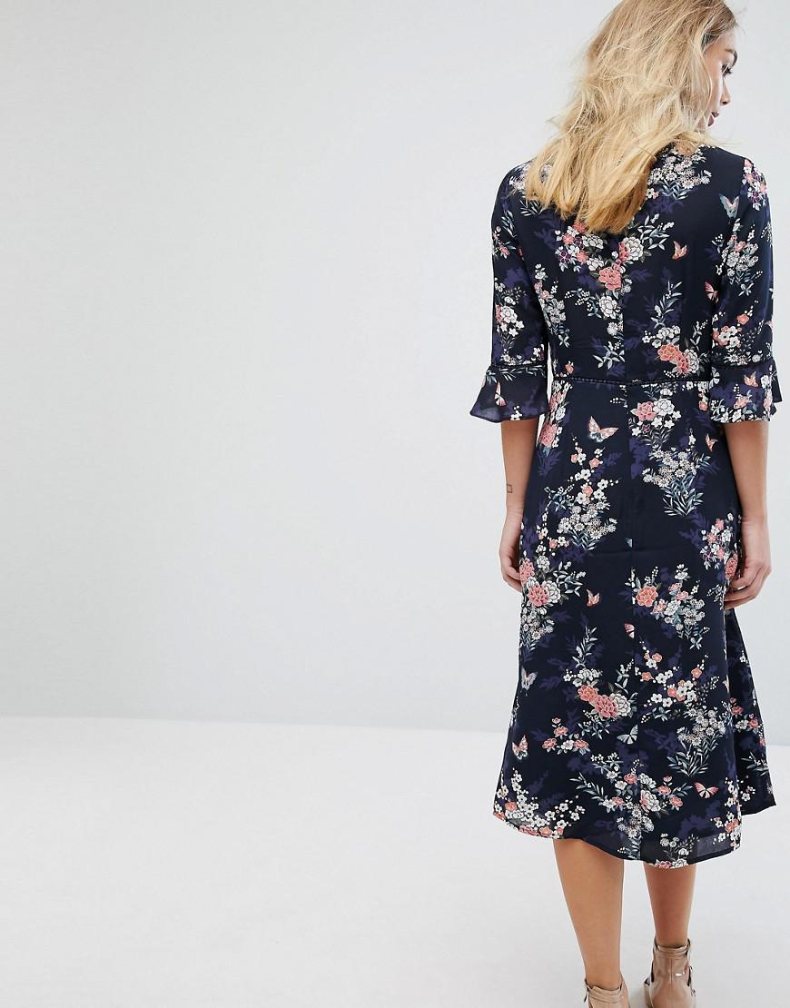 oasis flute sleeve midi dress