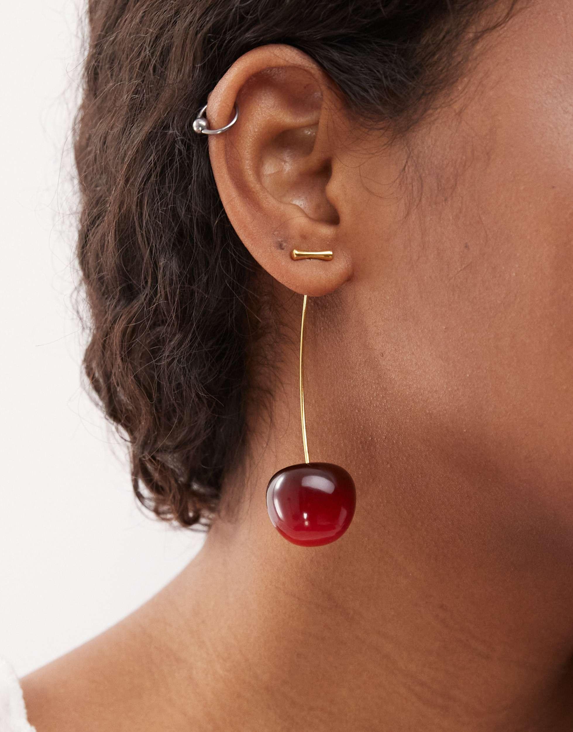 petit moments Jardin Cherry Earrings in Brown Lyst Canada - Main Image