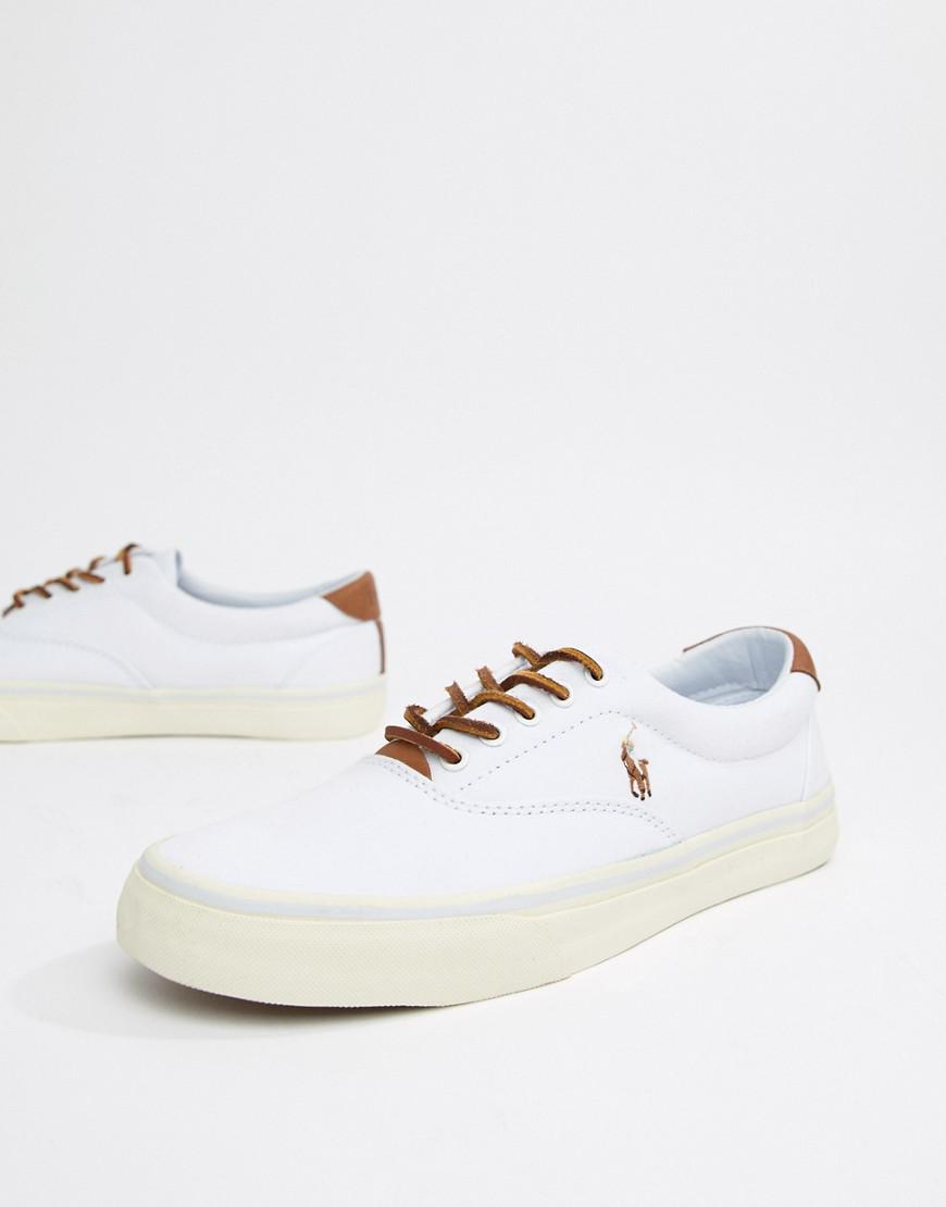 Polo Ralph Lauren Thorton Canvas Sneakers Multi Player Leather Trim In  White for Men | Lyst Australia