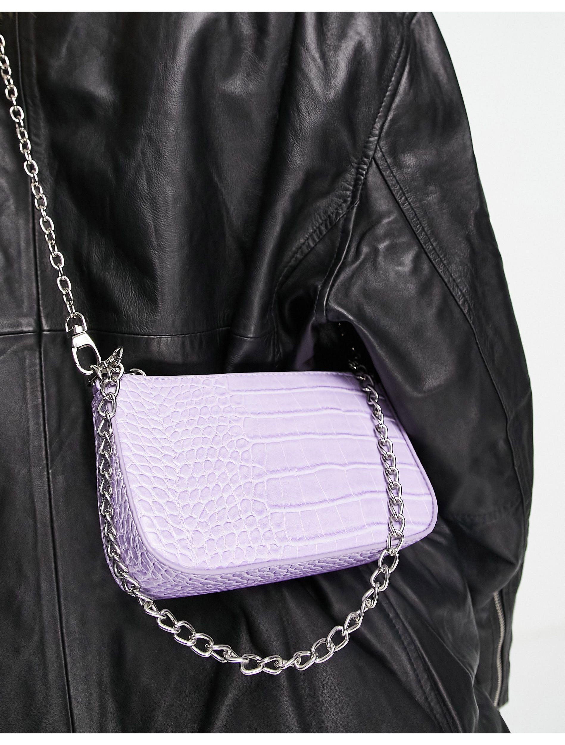 Bershka Cross Body Moc Croc Baguette Bag in Purple | Lyst
