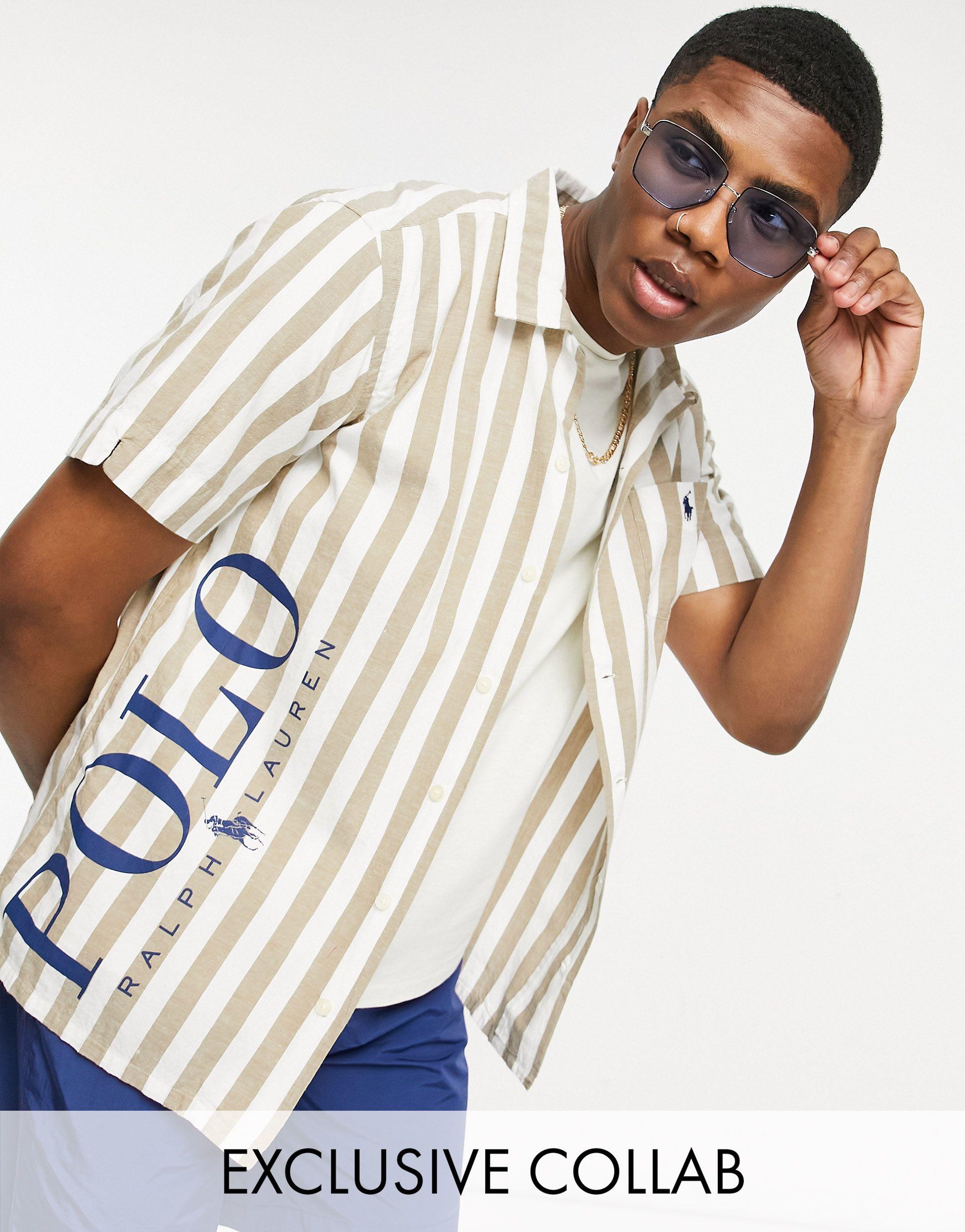 Polo Ralph Lauren X Asos Exclusive Collab Revere Collar Stripe Shirt for  Men | Lyst