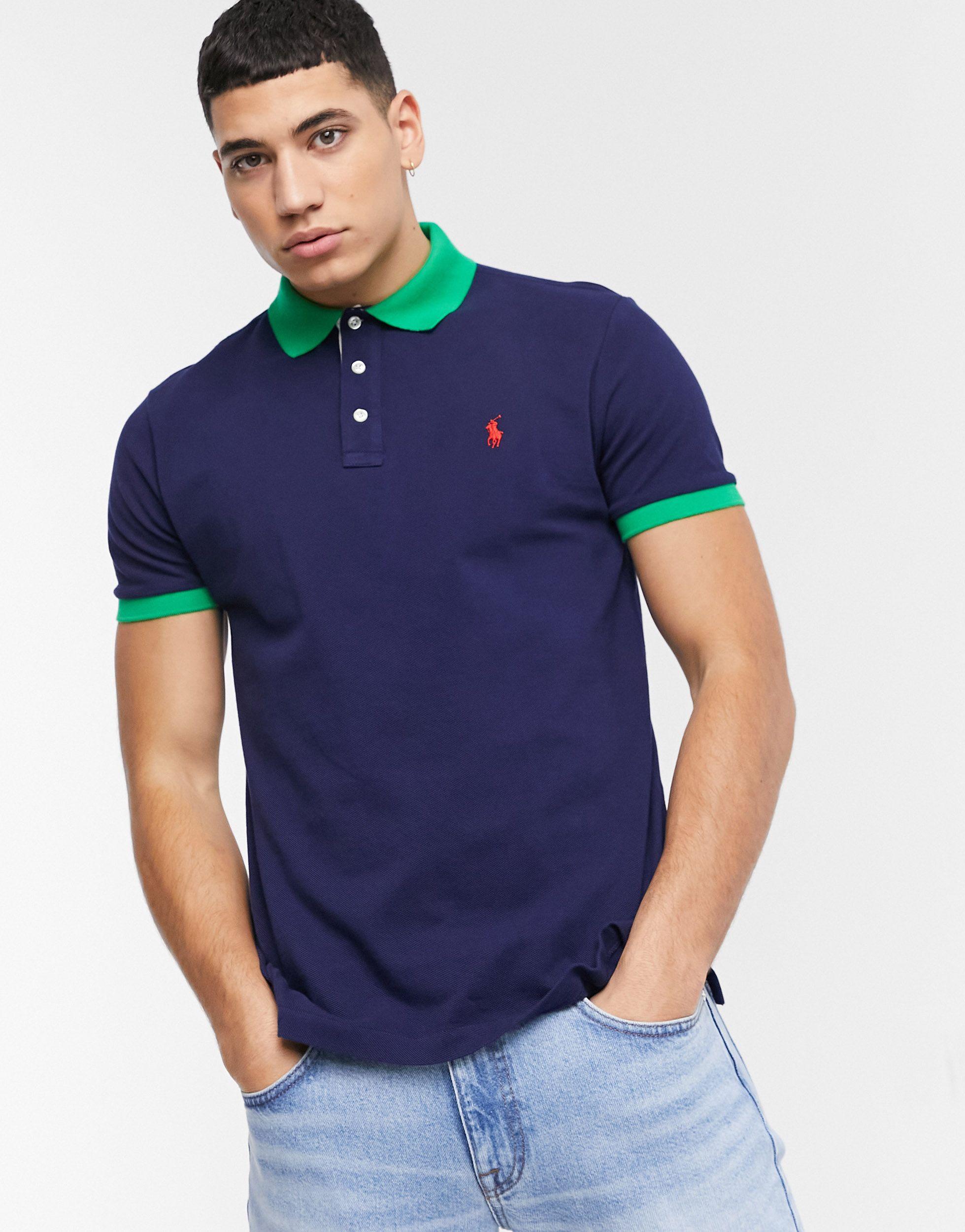 Polo Ralph Lauren slim fit pique polo with red player logo in