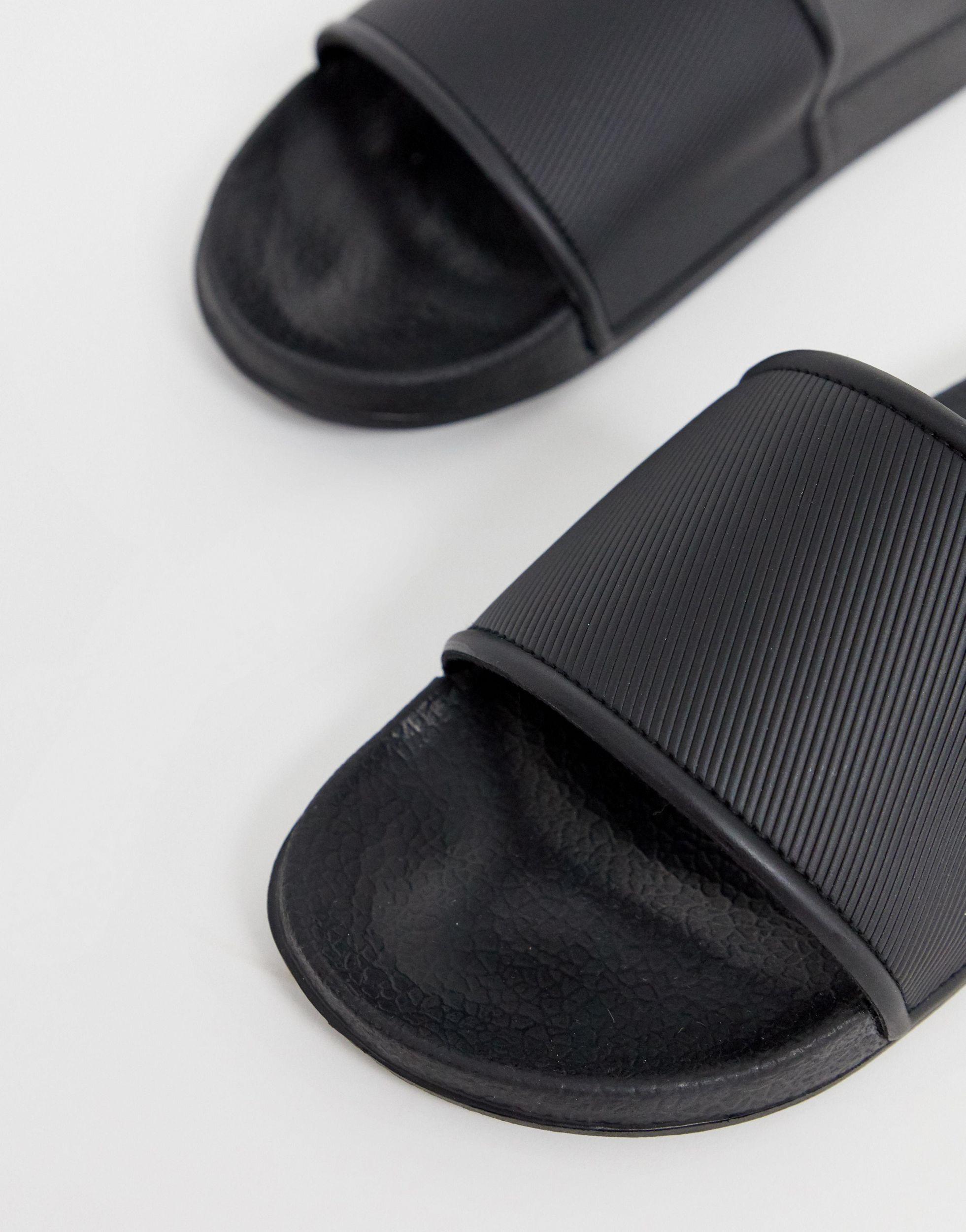 ASOS Wide Fit Sliders in Black for Men | Lyst UK