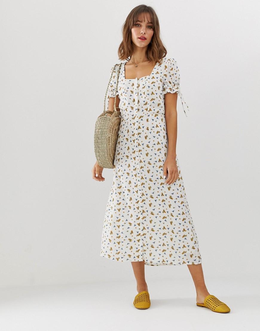 square neck ditsy dress