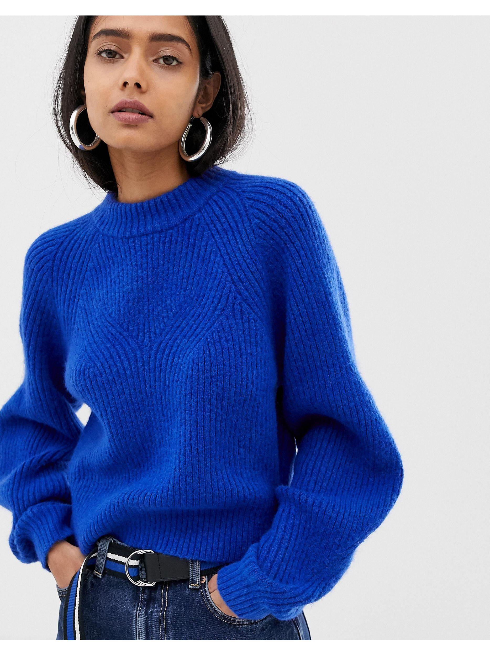 Weekday Knitted Jumper In Cobalt in Blue
