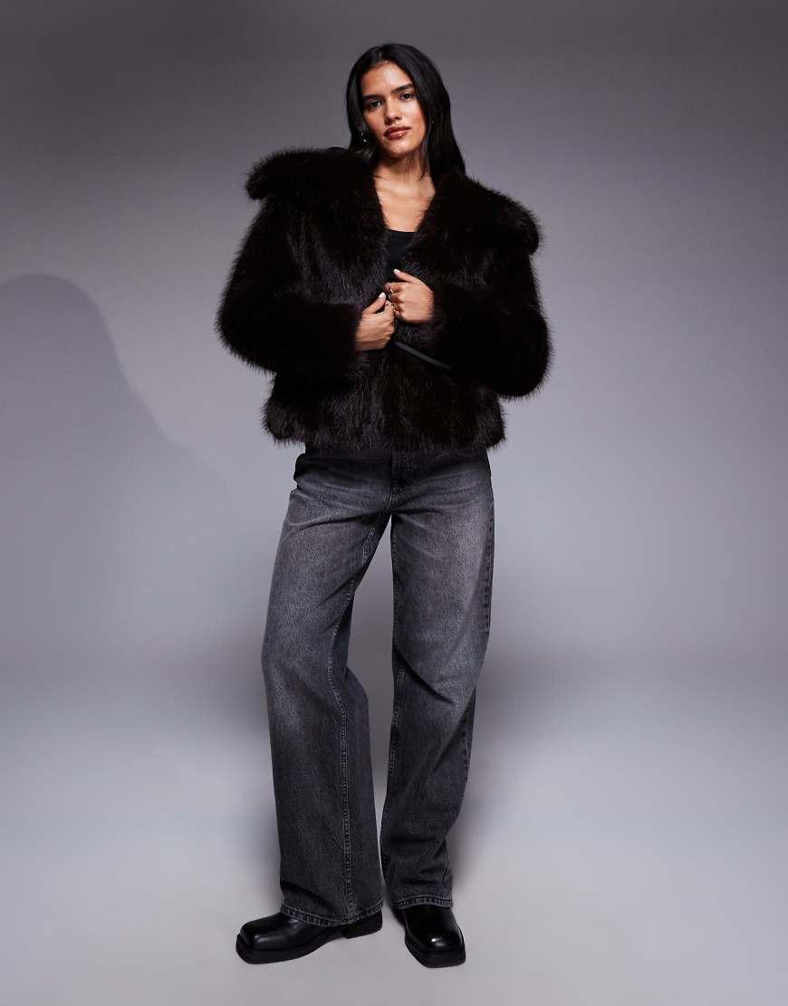 River Island Short Black Faux Fur River Island Faux Fur Short