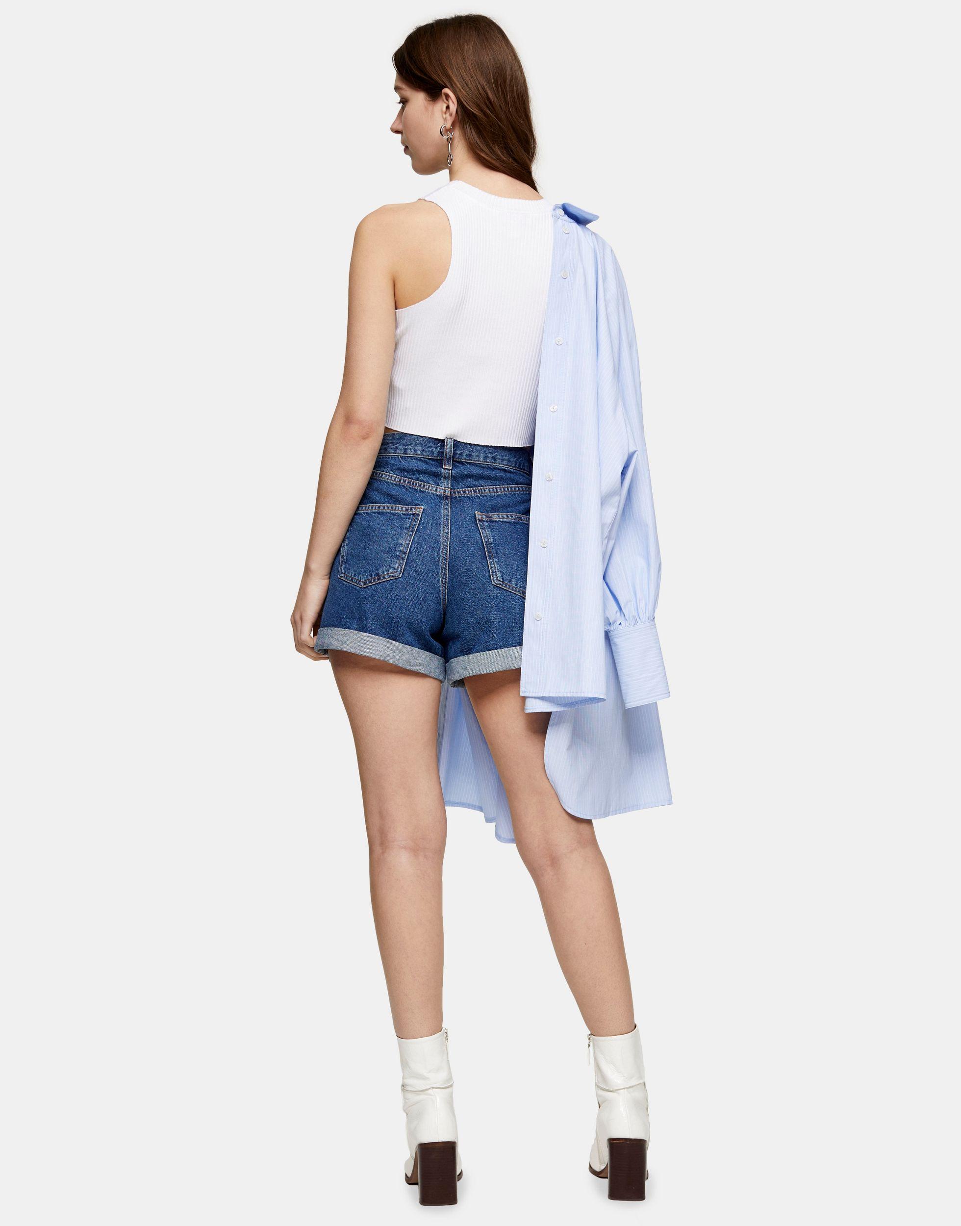 TOPSHOP Denim Balloon Leg Shorts in 
